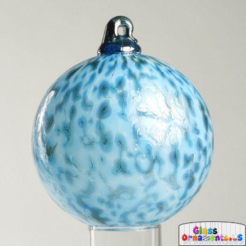 Hand Blown Antique Turquoise Blue Speckled Glass Ornament