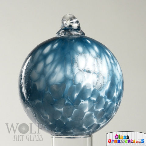 Cadet Blue Ombré Blown Glass Ornament USA
