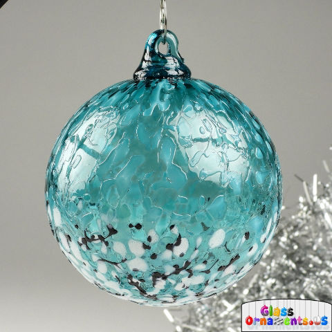 Blown Glass Christmas Ornament: Teal Green Ombre