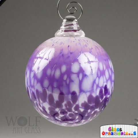 Hand Blown Lilac Purple White Ombre Glass Ornament : Unique Christmas Ornament