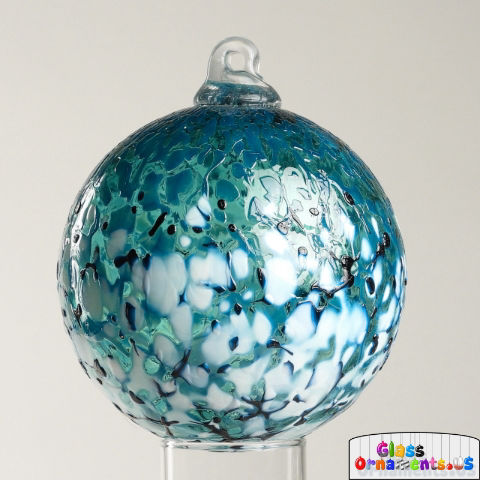 Peacock Blue Green Ombre Glass Ornament