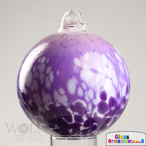 Hand Blown Purple Ombre Speckled Blown Glass Ornament USA