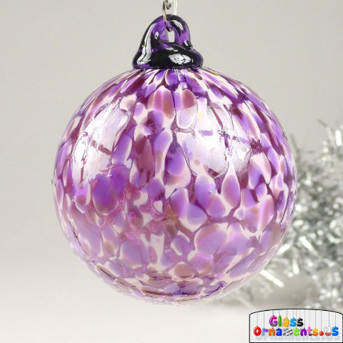 Hand Blown Purple Pink Speckle Glass Ornament