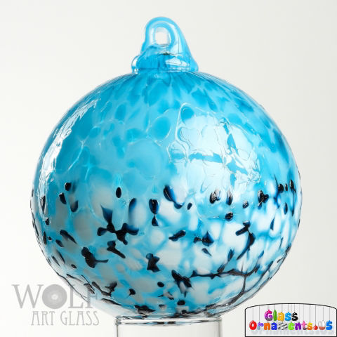 Turquoise Blue Ombré Blossom Glass Ornament